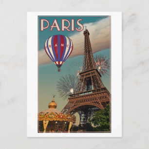 Vintage Eiffel Tower Postcard