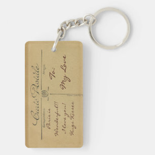 Vintage Eiffel Tower postcard Paris France Key Ring