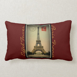 Vintage Eiffel Tower postcard Paris France-Pillow Lumbar Cushion