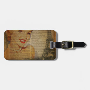 vintage Eiffel Tower retro paris fashionista Luggage Tag