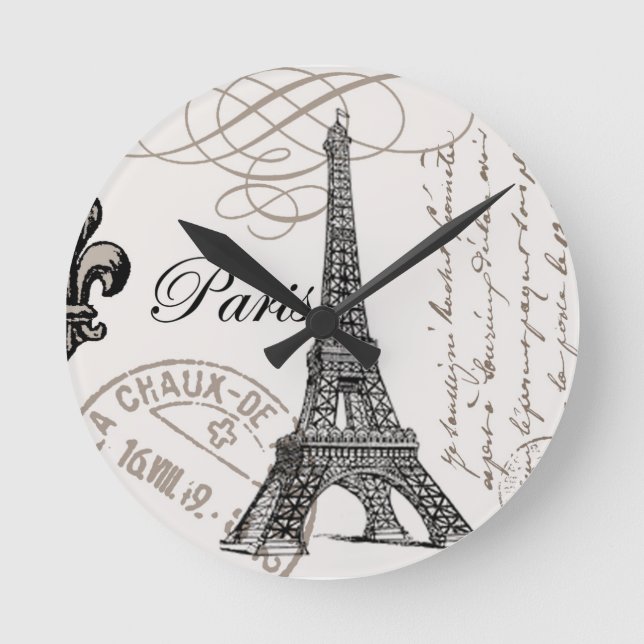 Vintage Eiffel Tower...wall clock (Front)