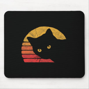 Vintage Eighties Style Cat Retro Distressed Design Mouse Mat