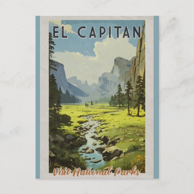 Vintage El Capitan Yosemite National Park Travel Postcard (Front)