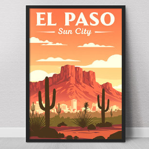 Vintage El Paso Texas Poster