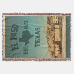 Vintage El Paso Texas Throw Blanket
