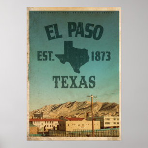Vintage El Paso Texas Travel Poster