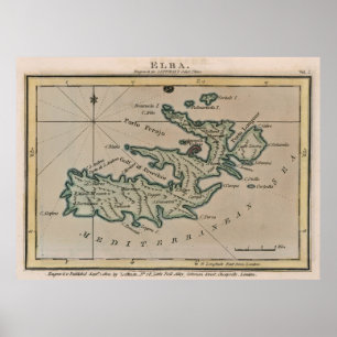 Vintage Elba Italy Map (1800) Poster
