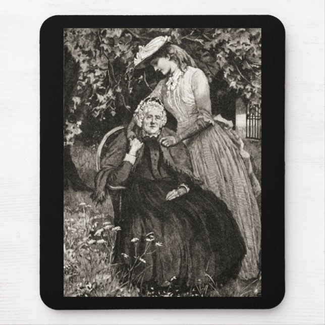 Vintage Elderly Mother and Daughter Mouse Mat (Front)