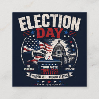 Vintage Election Day Voting Graphic – American Fla Square Business Card