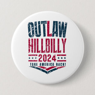 Vintage Elections Outlaw Hillbilly US Flag  7.5 Cm Round Badge