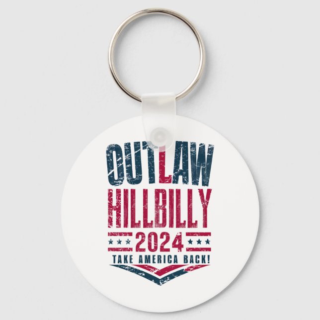 Vintage Elections Outlaw Hillbilly US Flag  Key Ring (Front)