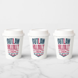 Vintage Elections Outlaw Hillbilly US Flag Paper Cups