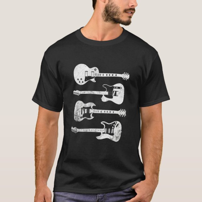 Vintage Electric Guitars T-Shirt Distressed Men Wo (Front)