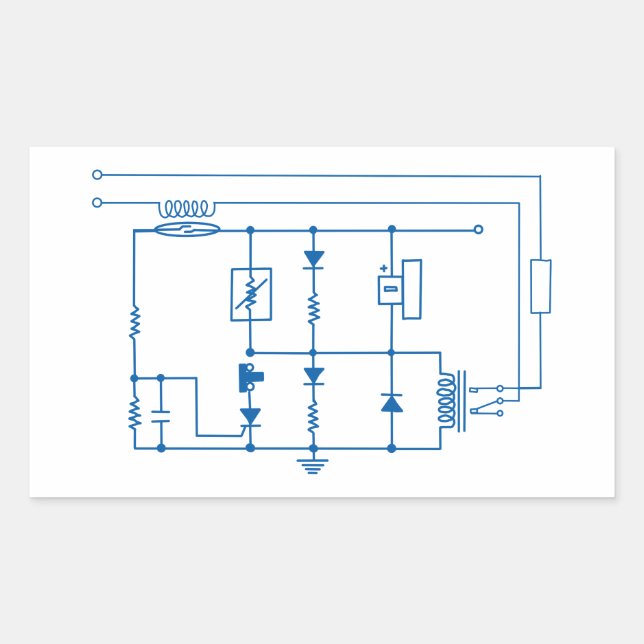 vintage electrical circuit rectangular sticker (Front)