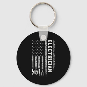 Vintage Electrician American Flag Tools Design  Key Ring