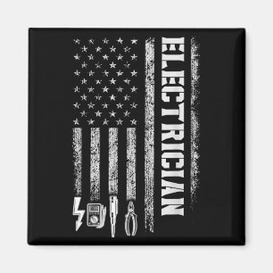 Vintage Electrician American Flag Tools Design  Magnet