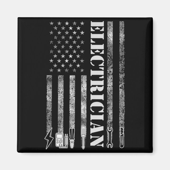 Vintage Electrician Nge Usa Flag Graphic  Magnet (Front)