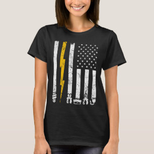 Vintage Electrician Tools USA American Flag Electr T-Shirt