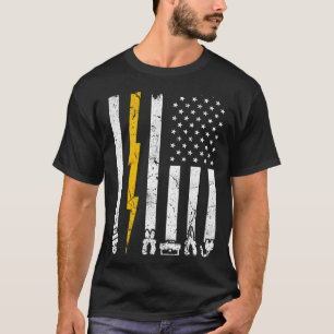 Vintage Electrician Tools USA American Flag Electr T-Shirt
