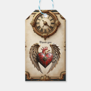 Vintage elegance: an elegant clock and heart.  gift tags