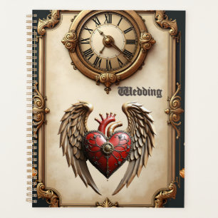 Vintage elegance: an elegant clock and heart. planner