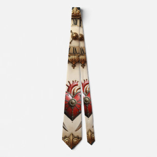 Vintage elegance: an elegant clock and heart. tie