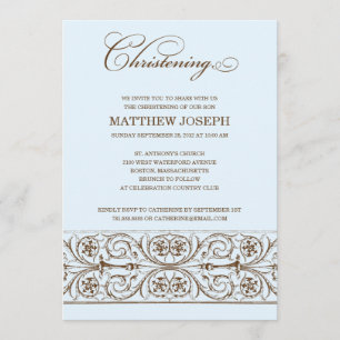 VINTAGE ELEGANCE     CHRISTENING INVITATION