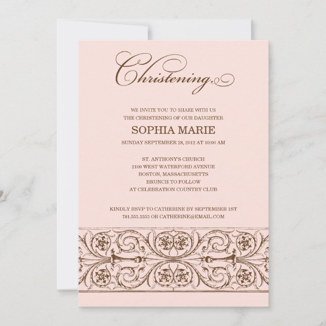 VINTAGE ELEGANCE  |  CHRISTENING INVITATION (Front)