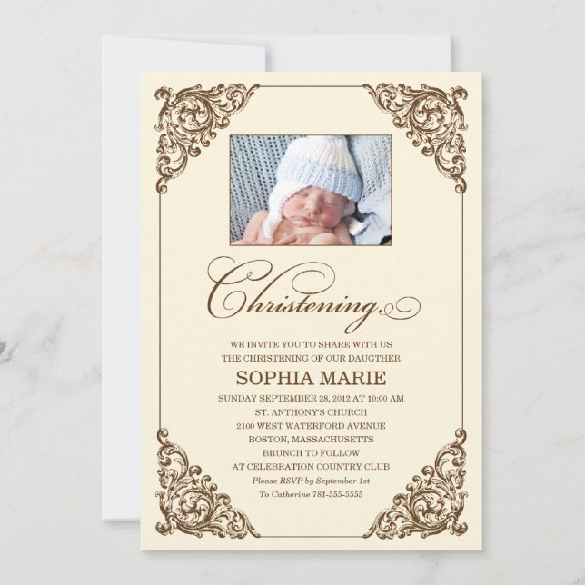 VINTAGE ELEGANCE  |  CHRISTENING INVITATION (Front)