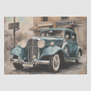 Vintage Elegance: Classic Car Watercolor Decoupage Tissue Paper