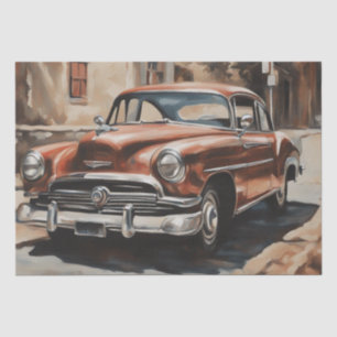Vintage Elegance: Classic Car Watercolor Decoupage Tissue Paper