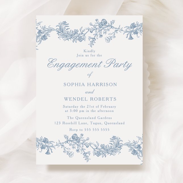 Vintage Elegance: Classic Floral Engagement Party Invitation (Creator Uploaded)