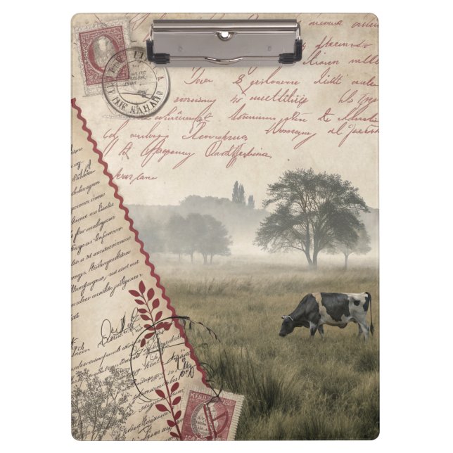 Vintage Elegance Cow Pasture Clipboard (Front)