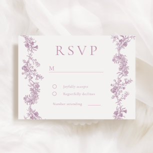 Vintage Elegance: Dusty Rose Blush Floral Wedding RSVP Card
