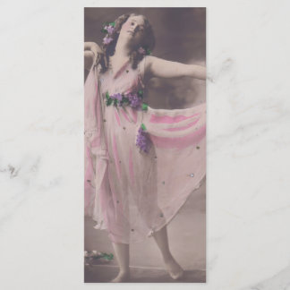 Vintage Elegance in Pink Floral Dress Bookmark  Menu