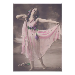 Vintage Elegance in Pink Floral Dress Photo Print