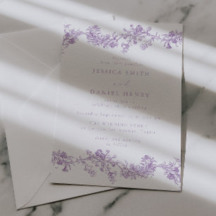 Vintage Elegance: Lavender Floral Wedding Invitation