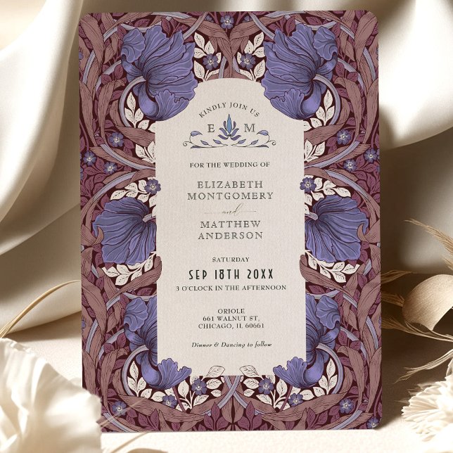 Vintage Elegance Lilac Pimpernel Wedding Invitation (Creator Uploaded)