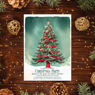 Vintage Elegance: Majestic Christmas Tree Party Invitation