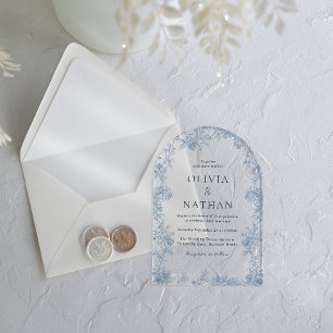 Vintage Elegance: Modern Arch Floral Wedding Acrylic Invitations