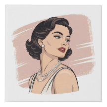 Vintage Elegance Pin-Up Faux Wrapped Canvas Print