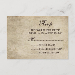 Vintage Elegance Plain Wedding RSVP card