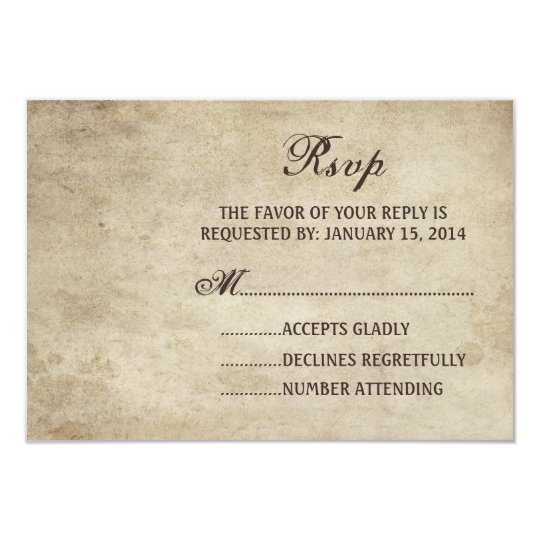 Vintage Elegance Plain Wedding RSVP card