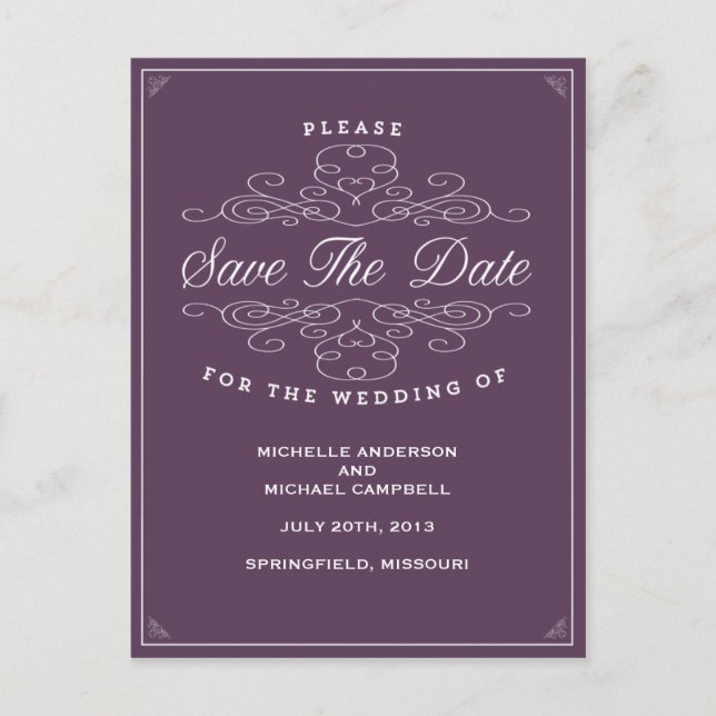 VINTAGE ELEGANCE | SAVE THE DATE POSTCARD (Front)