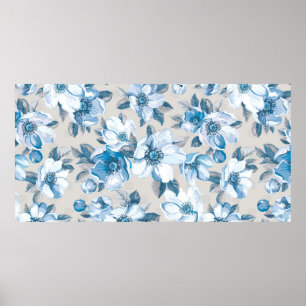 Vintage elegance seamless pattern with blossoming  poster