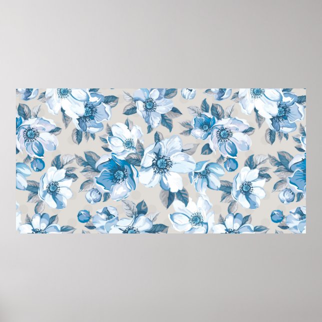 Vintage elegance seamless pattern with blossoming  poster (Front)