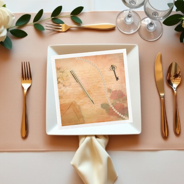 Vintage Elegance Stationery Ephemera Decoupage Napkin (Creator Uploaded)