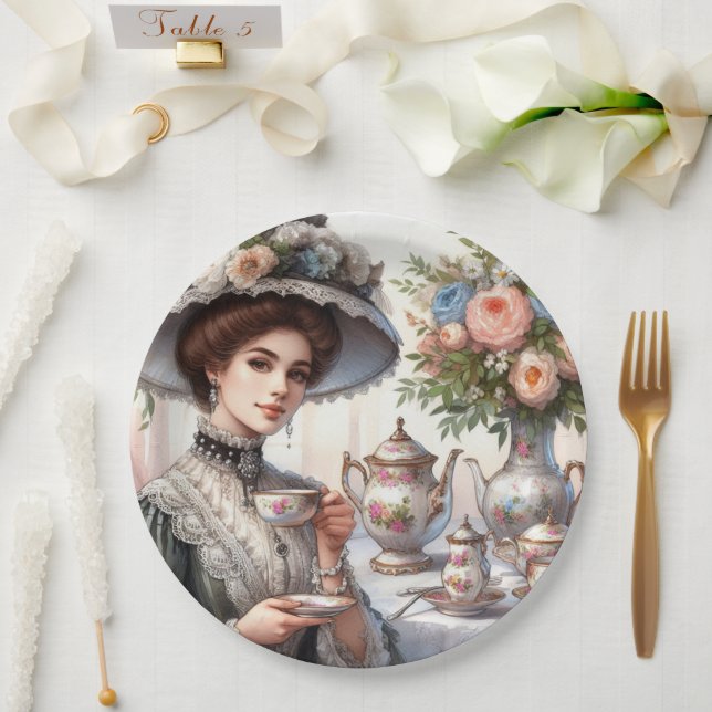 Vintage Elegance Tea Party / Tea Time Paper Plate (Wedding)