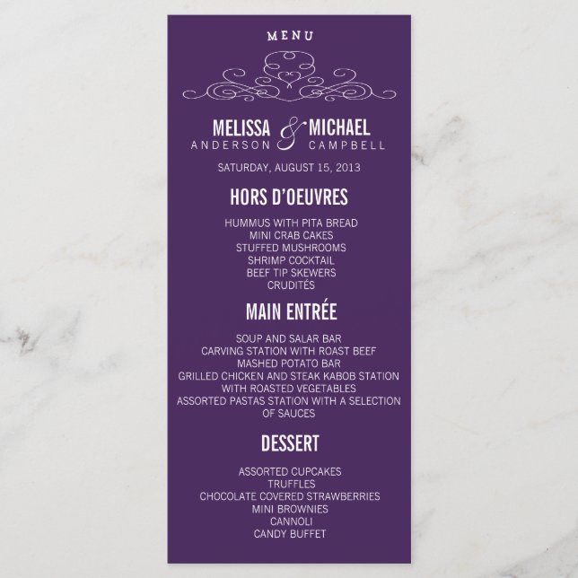 VINTAGE ELEGANCE | WEDDING MENU (Front)