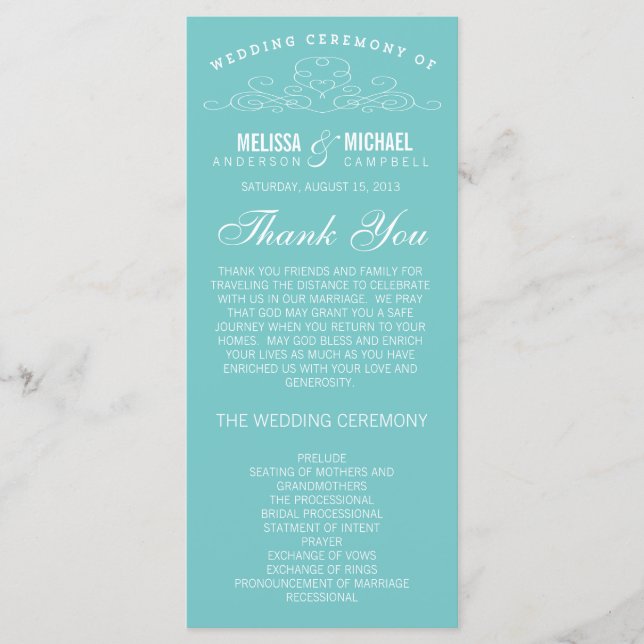 VINTAGE ELEGANCE | WEDDING PROGRAM PROGRAMME (Front)